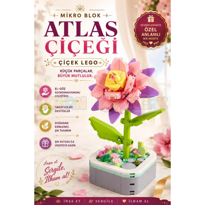 Mikro Blok Atlas Çiçeği Çiçek Lego - Lego Setleri Mini Lego - Çiçek Lego - Blossom Çiçek Lego