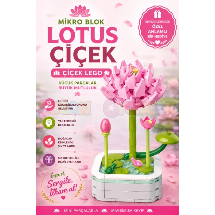 Mikro Blok Lotus Çiçek Lego - Lego Setleri Mini Lego - Çiçek Lego - Blossom Çiçek Lego
