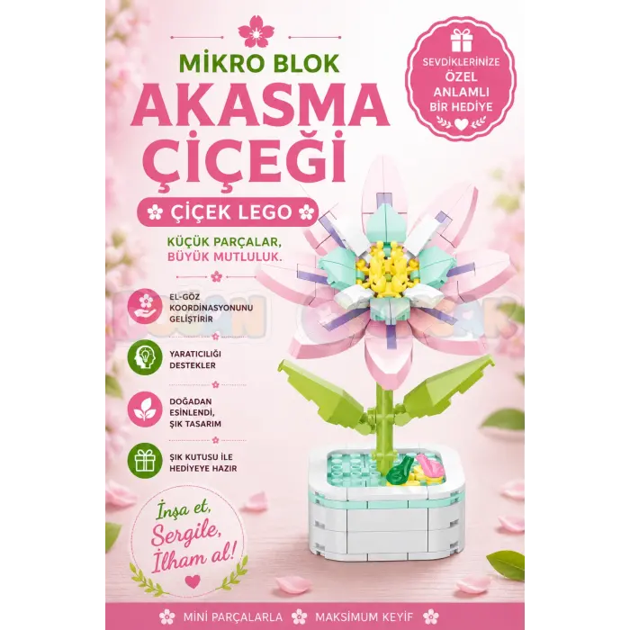 Mikro Blok Akasma Çiçeği Çiçek Lego - Lego Setleri Mini Lego - Çiçek Lego - Blossom Çiçek Lego
