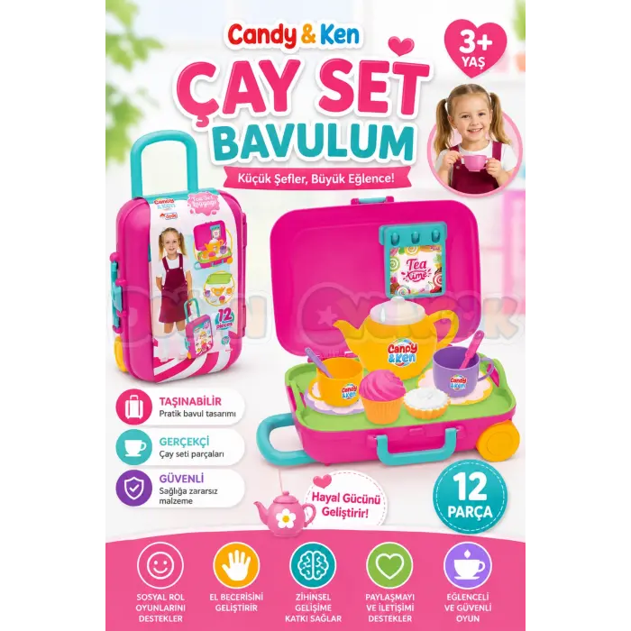 Candy & Ken Çay Set Bavulum - Mutfak Setleri - Ev Oyuncak Setleri