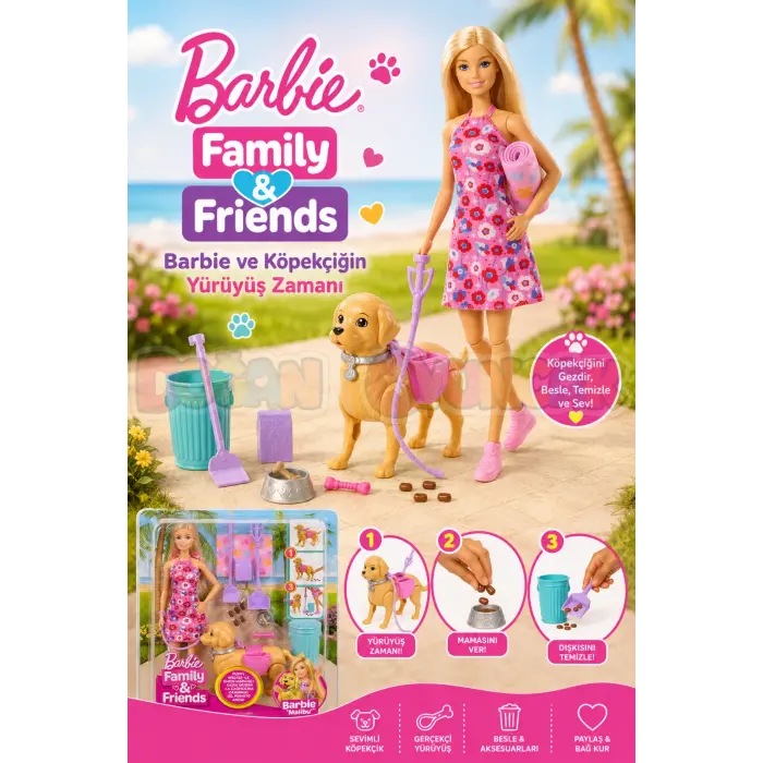 Barbie ve Köpekçiğin Yürüyüş Zamanı JJB46 - Barbie Oyuncak Barbie Bebek
