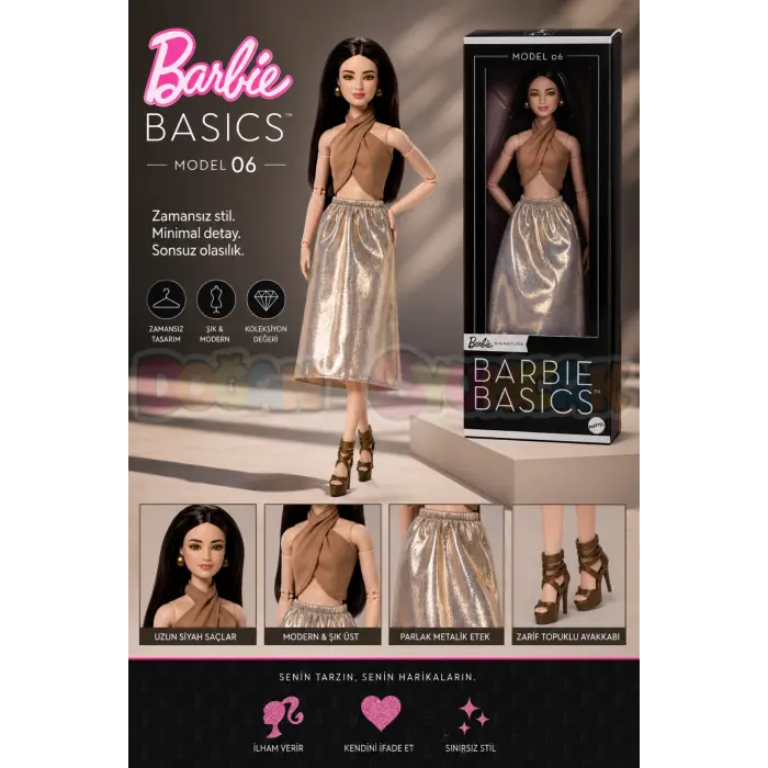 Barbie Basics 06 - Siyah Uzun Saçlı JJX25 - Barbie Oyuncak Barbie Bebek Barbie Stil ve Moda