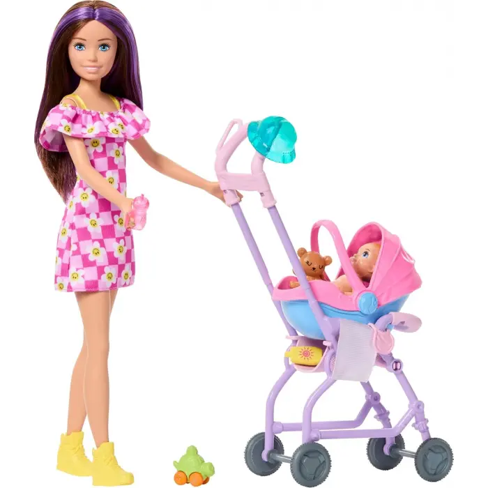 Barbie Skipper Bebek Bakıcısı Seti - Bebek Arabalı JJB42 - Barbie Oyuncak Barbie Bebek