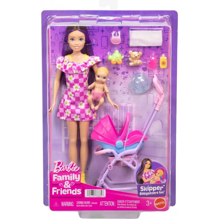 Barbie Skipper Bebek Bakıcısı Seti - Bebek Arabalı JJB42 - Barbie Oyuncak Barbie Bebek