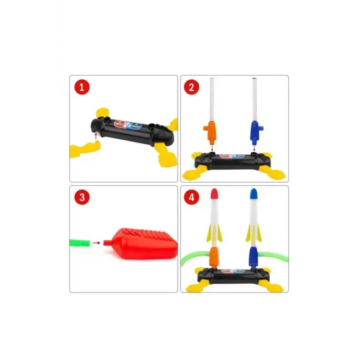 Air Rocket İkili Seti - Roket Oyuncak - 4 Roket Ve Havalı Roketatar - İkili Açık Hava Oyuncağı - Airrocket