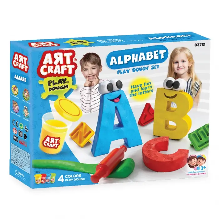 Alfabe Hamur Seti 224 Gr. - Oyun Hamuru Seti - Hamur Setleri - Hamur Kalıpları - Kelime Hamur - Sayı