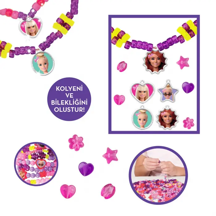 Barbie Çantalı Takı Seti - Dede Takı Seti - Boncuk Kolye Seti - Barbie Oyuncakları