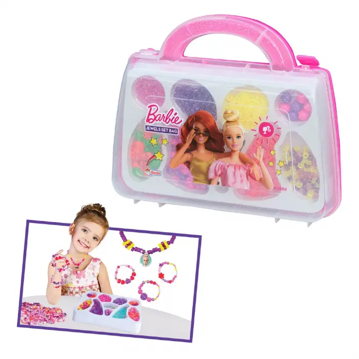 Barbie Çantalı Takı Seti - Dede Takı Seti - Boncuk Kolye Seti - Barbie Oyuncakları