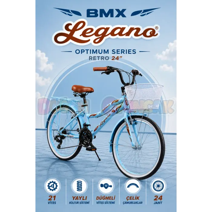 BMX Legano Optimum Series Retro 24 Jant Bisiklet Mavi - 21 Vites 24 Jant Bisiklet