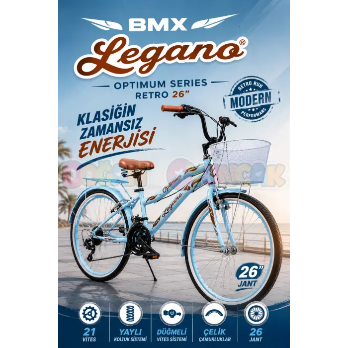 BMX Legano Optimum Series Retro 26 Jant Bisiklet Mavi - 21 Vites 26 Jant Bisiklet