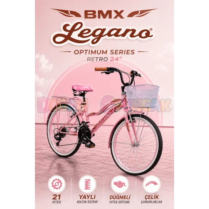 BMX Legano Optimum Series Retro 24 Jant Bisiklet Pembe - 21 Vites 24 Jant Bisiklet
