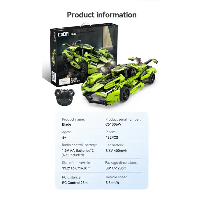 CADA Kumandalı Blade Sports Motorlu Araba Lego - Lego Setleri - CADA Mini Lego - Araba CADA Lego RC Araba