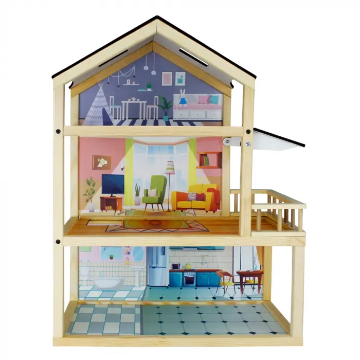 Doğal Ahşap Oyun Evi - Ahşap Tatil Evi - Merdivenli Oyun Evi - Ahşap Ev - Ahşap Oyun Evi