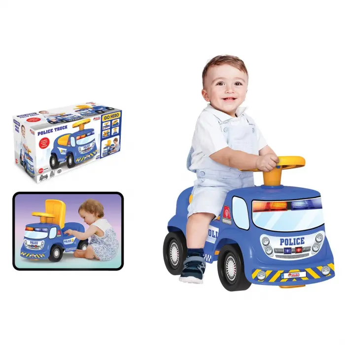 Go Hero Polis Arabası - Binmeli Araba İlk Arabam - Çocuk Arabası - İlk Adım Arabası - 4 Teker Araç
