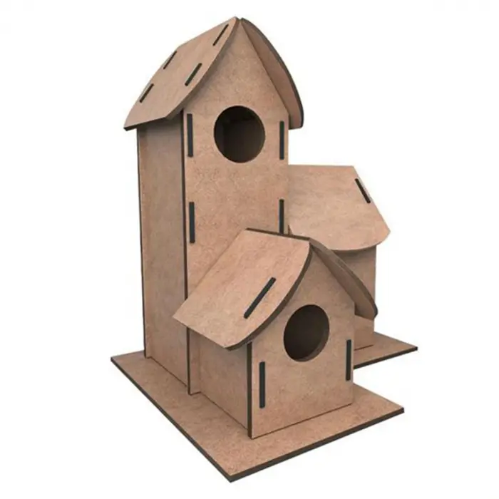 Kumtoys Boyanabilir 3lü Kuş Evi - Sanat Seti - Boyama Setleri - Maket Yapımı