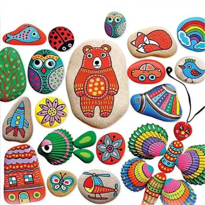 Kumtoys Taş Boyama Seti - Sanat Seti - Boyama Setleri - Çakıl Taşları Boyama Seti