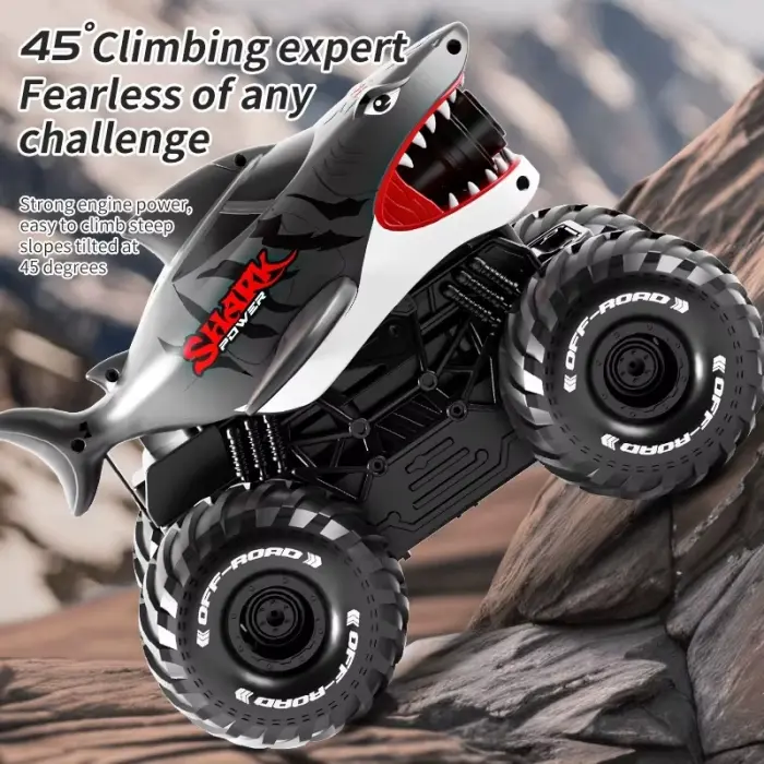 Shark Amphibious Racing Car Mavi - Uzaktan Kumandalı Su Atan Saatli Köpek Balığı - Saat Kontröllü