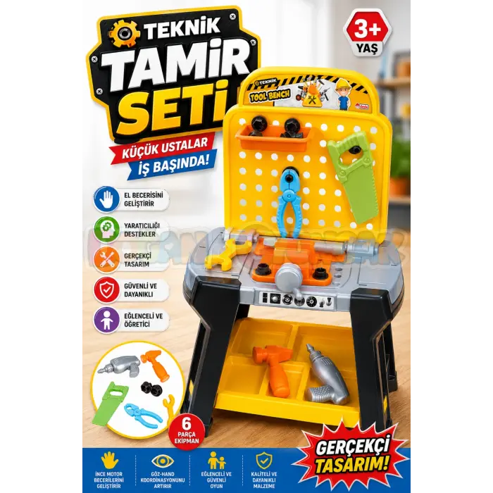 Teknik Tamir Seti - Oyuncak Tamir Setleri - Tamir Aletleri - Alet Seti - Vidalama Seti