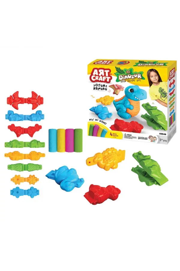 3D Dinozor Oyun Hamur Seti 200 Gr. - Oyun Hamuru Seti - Hamur Setleri - Hamur Kalıpları