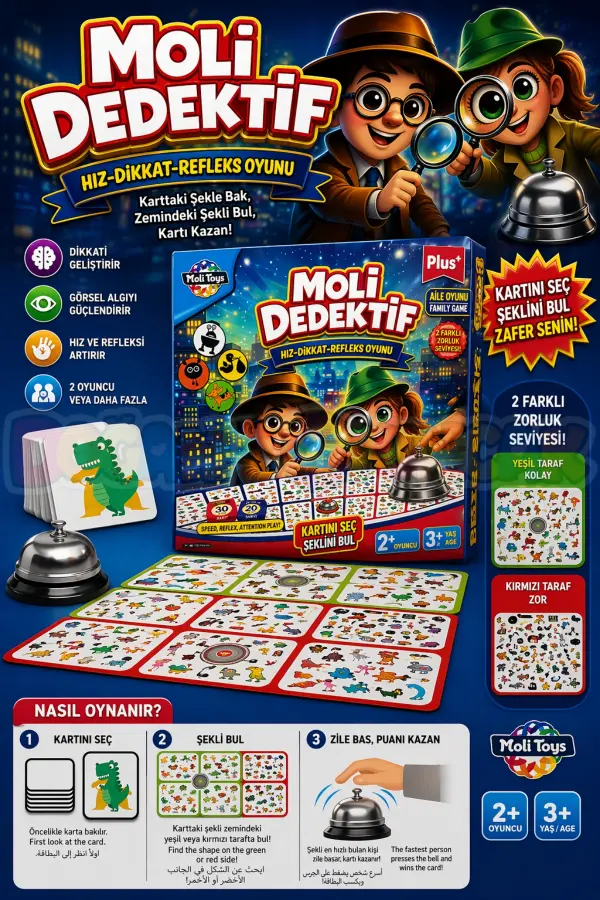 Moli Dedektif Oyunu - Akıl ve Zeka Oyunu - Görsel Dikkat Oyunu - Strateji Oyunu