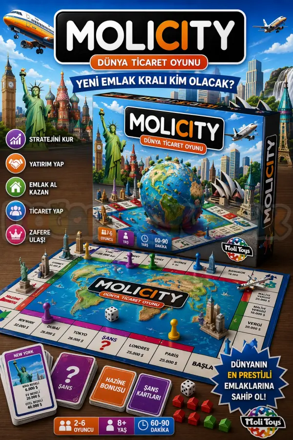 Molicity Dünya Emlak Ticaret Oyunu - Molicity Oyunu - Monoply Strateji Oyunu