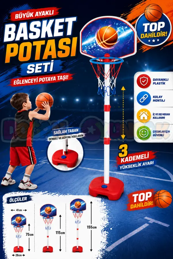 Büyük Ayaklı Basketbol Seti - Spor Oyuncakları - Basketbol Oyuncakları - Basket Seti