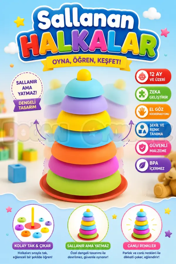 Sallanan Halkalar - Hacıyatmaz Lego - Bebek Oyuncağı - Kule Oyunu