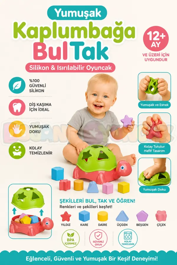 Yumuşak Kaplumbağa BulTak - Bebek Oyuncakları - Bultak Oyuncak Eğitici Oyuncak - Yumuşak Lego - Soft Lego