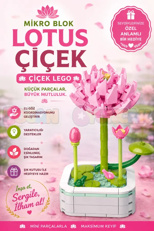 Mikro Blok Lotus Çiçek Lego - Lego Setleri Mini Lego - Çiçek Lego - Blossom Çiçek Lego