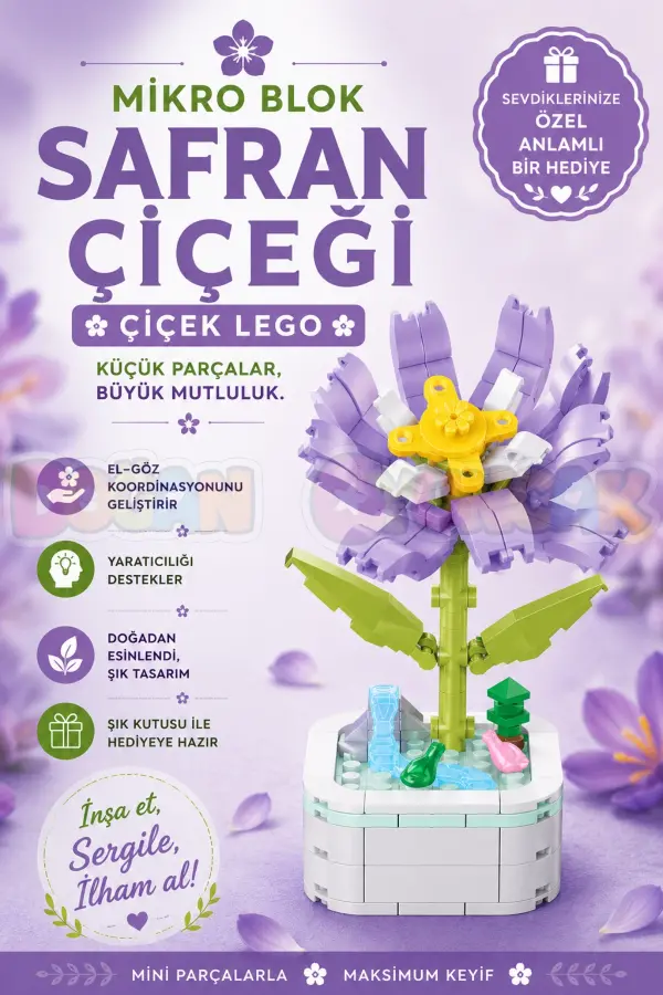 Mikro Blok Safran Çiçeği Çiçek Lego - Lego Setleri Mini Lego - Çiçek Lego - Blossom Çiçek Lego