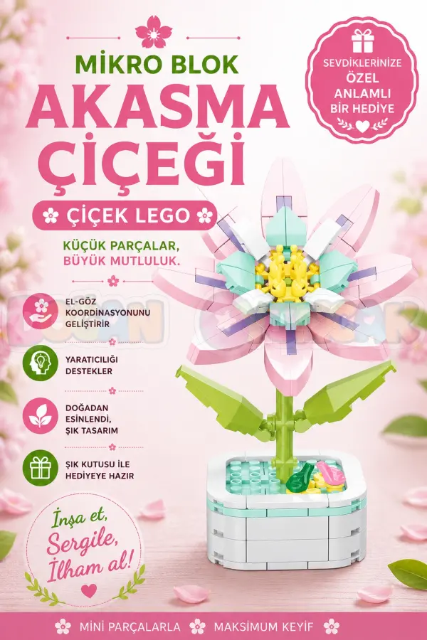 Mikro Blok Akasma Çiçeği Çiçek Lego - Lego Setleri Mini Lego - Çiçek Lego - Blossom Çiçek Lego