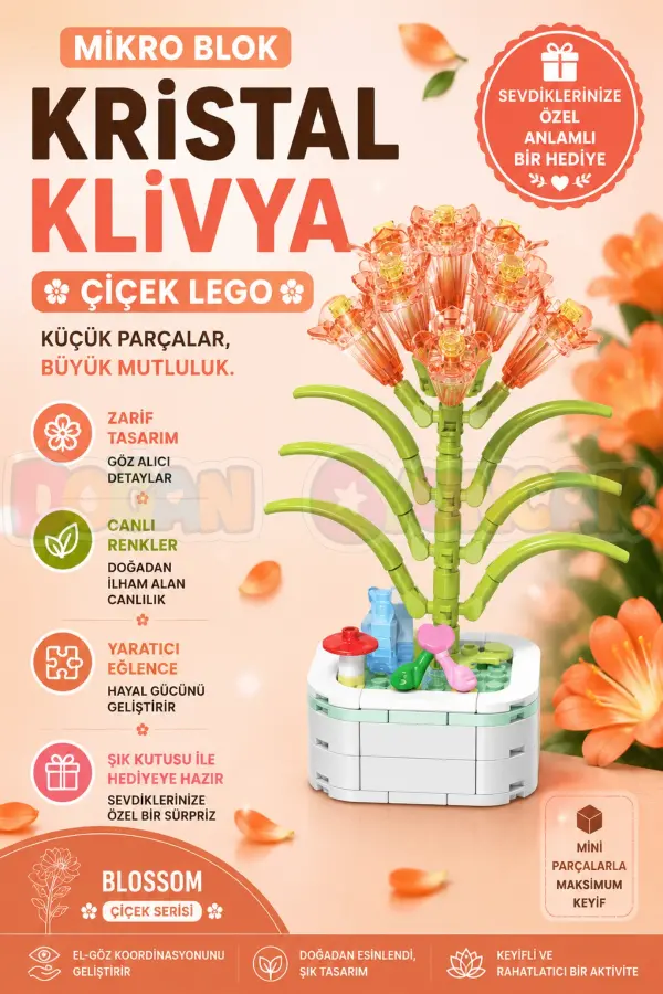 Mikro Blok Kristal Klivya Çiçek Lego - Lego Setleri Mini Lego - Çiçek Lego - Blossom Çiçek Lego