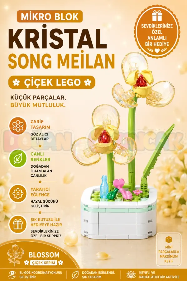 Mikro Blok Kristal Song Meilan Çiçek Lego - Lego Setleri Mini Lego - Çiçek Lego - Blossom Çiçek Lego