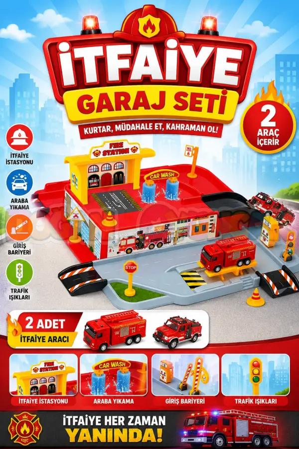 İtfaiye Garaj Seti - Otopark Seti - Araba Seti - İtfaiye İstasyonu - Araç Seti - Araba Oyunu