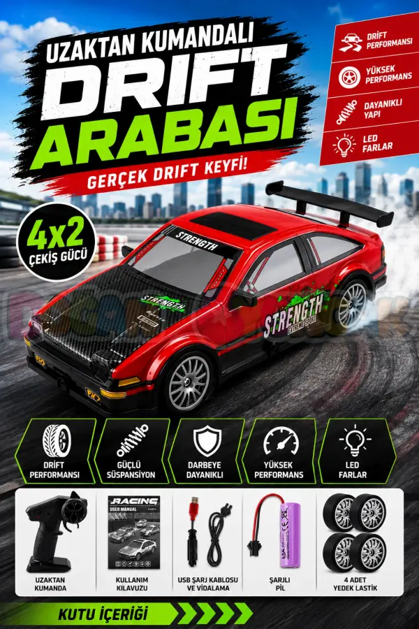 Uzaktan Kumandalı Drift Arabası Racing Car Drift - Işıklı Ful Drift Araba RC Araba - RC Araç