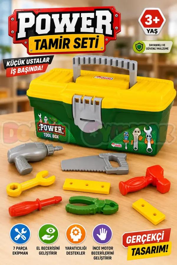 Power Alet Çantası - Oyuncak Tamir Setleri - Tamir Aletleri - Alet Seti - Vidalama Seti