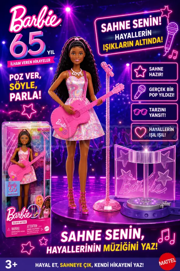 Barbie 65.Yıl Deluxe Kariyer Bebekleri - Pop Yıldızı HRG41 - Barbie Oyuncak Barbie Bebek Barbi Meslek