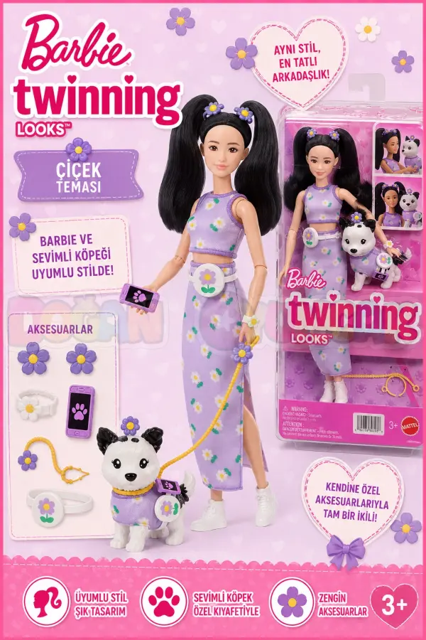Barbie Twinning Looks - Çiçek Teması JFP39 - Barbie Oyuncak Barbie Bebek