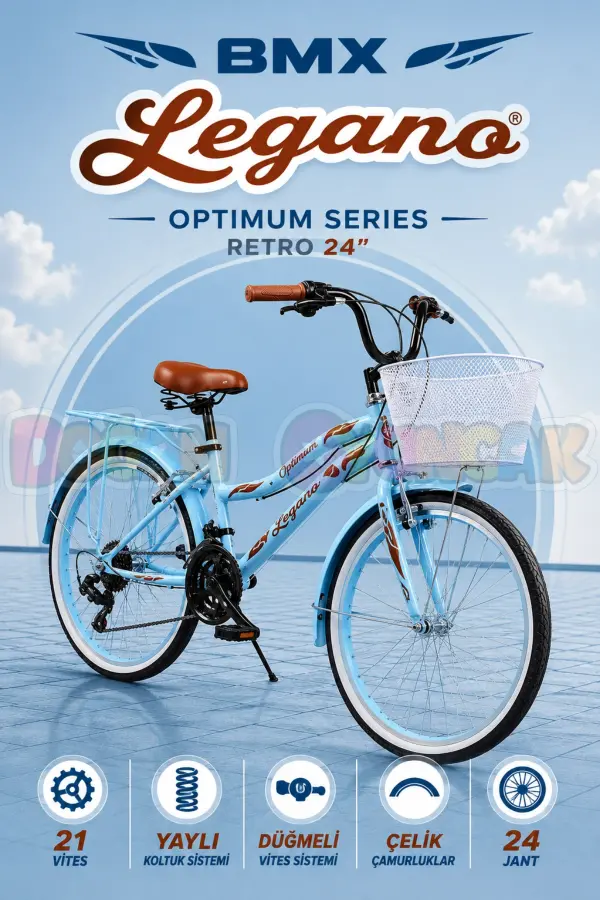 BMX Legano Optimum Series Retro 24 Jant Bisiklet Mavi - 21 Vites 24 Jant Bisiklet