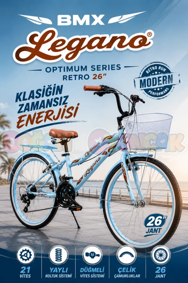 BMX Legano Optimum Series Retro 26 Jant Bisiklet Mavi - 21 Vites 26 Jant Bisiklet
