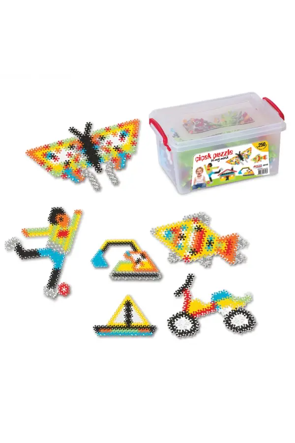 Çiçek Puzzle Lego (250 Parça) - Yıldız Puzzle - Çiçek Bloklar - Çiçek Legolar Oyuncak