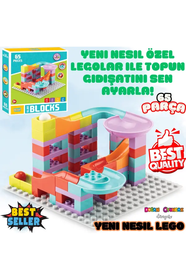 Creative Blok 65 Parça - Slide Blocks 65 Parça - Lego Oyuncakları - Yaratıcı Top Oyunu - Creative Lego