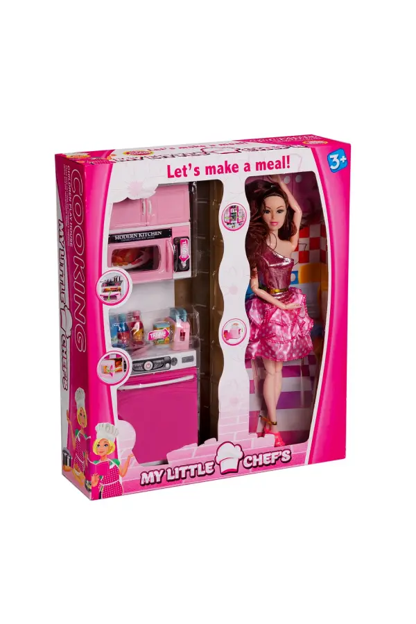 My Happy Kitchen Bebekli Tekli Mutfak Seti - Modern Mutfak Seti - Işıklı Sesli Mutfak Oyuncak - Fırın