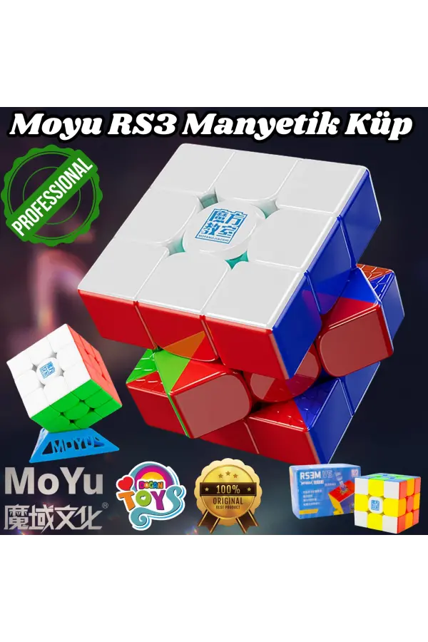 Orijinal MoYu 3x3 RS3M Manyetik Çift Modülasyon Küp - Moyu Speed Cube - Moyu RS3M 3x3 Zeka Küpü - Zeka Küpü - Magnetic Cube