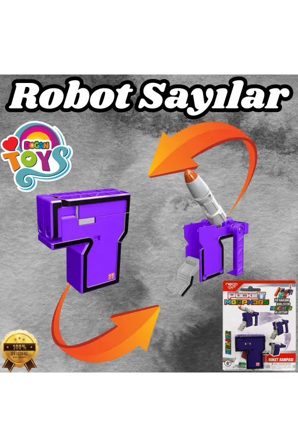 Pocket Morphers 7 Roket Rampası - Roboto Dönüşen Sayılar - 7 Numara Robot - Transformers - Robot Sayı