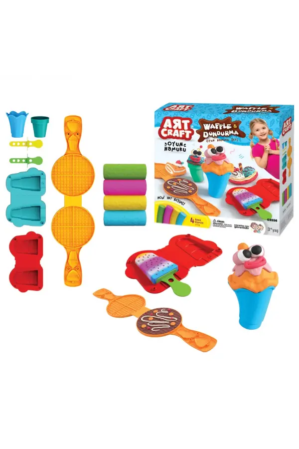 Waffle & Dondurma Oyun Hamur Seti 200 Gr. - Oyun Hamuru Seti - Hamur Setleri - Hamur Kalıpları