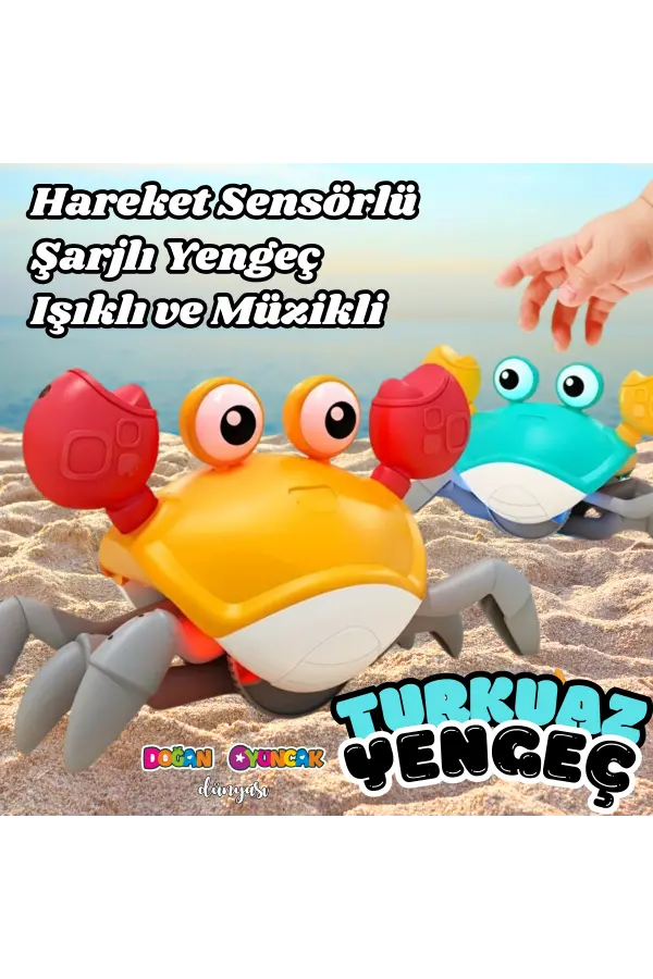 Turkuaz Sensörlü Hareket Eden Yengeç - Şarjlı Yengeç Oyuncak - Yana Giden Yengeç Oyuncak Pilli Yengeç - Yengeç Oyuncak