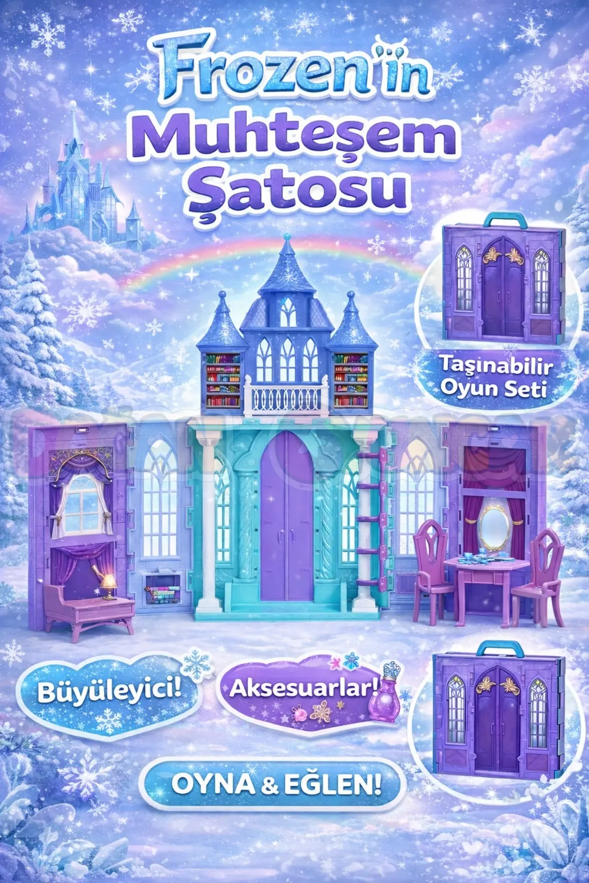 Frozennin Muhteşem Şatosu - Ev Oyuncak - Frozen Tatil Ev Seti - Frozen Ev Seti - Karlar Ülkesi Şatosu - Şato Ev Oyuncak Frozen Şato Seti