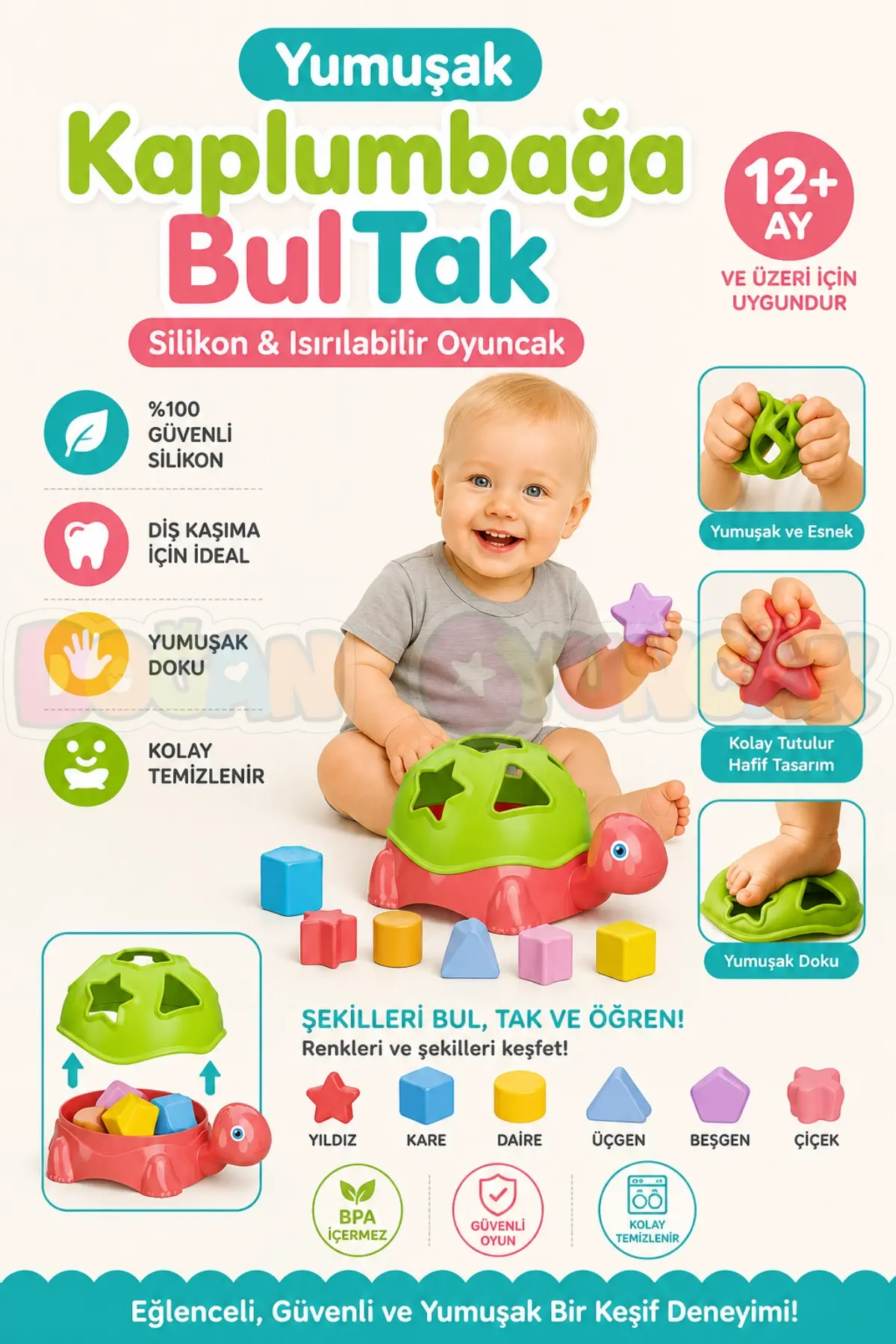 Yumuşak Kaplumbağa BulTak - Bebek Oyuncakları - Bultak Oyuncak Eğitici Oyuncak - Yumuşak Lego - Soft Lego