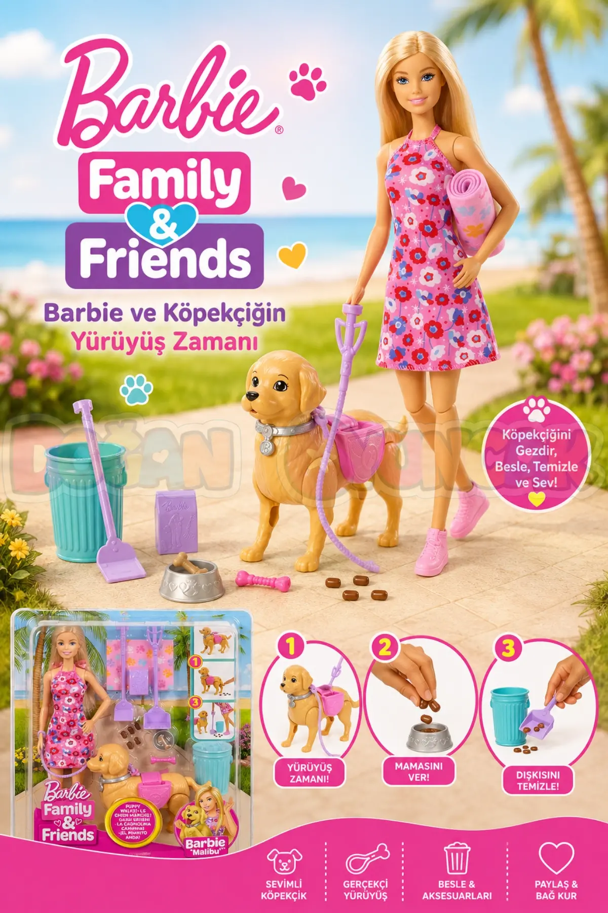 Barbie ve Köpekçiğin Yürüyüş Zamanı JJB46 - Barbie Oyuncak Barbie Bebek